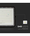 Projecteur solaire 20W avec détecteur et télécommande - 1800lm, IP65, 6400K, boîtier noir