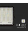Projecteur LED solaire 30W, 6400K - 2600lm, IP65, avec panneau solaire et télécommande, aluminium