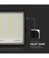 Projecteur LED solaire 30W, 6400K - 2600lm, IP65, avec panneau solaire et télécommande, aluminium