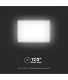 Projecteur LED solaire 30W, 6400K - 2600lm, IP65, avec panneau solaire et télécommande, aluminium