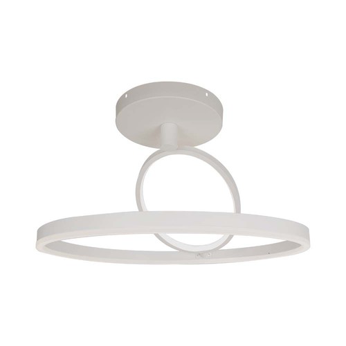 Plafonnier LED 38W en métal - Ø50cm, blanc, design double rond, 4000lm, 3000K, IP20