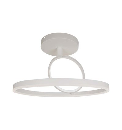 Plafonnier LED 38W en métal - Ø50cm, blanc, design double rond, 4000lm, 3000K, IP20