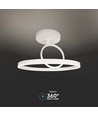 Plafonnier LED 38W en métal - Ø50cm, blanc, design double rond, 4000lm, 3000K, IP20
