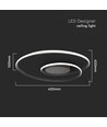 Plafonnier LED design 48W - 5150lm, Triac dimmable, Ø60cm, noir, 3000K