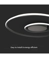 Plafonnier LED design 48W - 5150lm, Triac dimmable, Ø60cm, noir, 3000K
