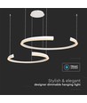 Suspension LED design 48W - Blanc, 4000K, Triac dimmable, deux demi-lunes