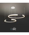 Suspension LED design 48W - Blanc, 4000K, Triac dimmable, deux demi-lunes