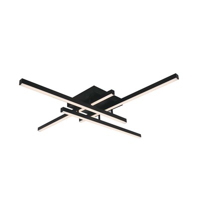 Plafonnier Métal LED 38W - 850x850xH105mm, 3000K, boîtier noir