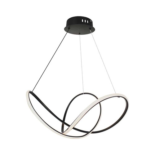 Suspension LED décorative 49W, dimmable - Ø70cm, 5220lm, 3000K, boîtier noir, IP20