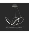 Suspension LED décorative 49W, dimmable - Ø70cm, 5220lm, 3000K, boîtier noir, IP20