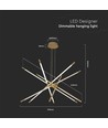 Suspension LED design 42W, or - Dimmable, 12 tubes, 3000K, 85x31x120cm