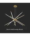Suspension LED design 42W, or - Dimmable, 12 tubes, 3000K, 85x31x120cm