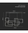 Suspension LED design 45W - 120cm, 4800lm, noir, blanc chaud, IP20