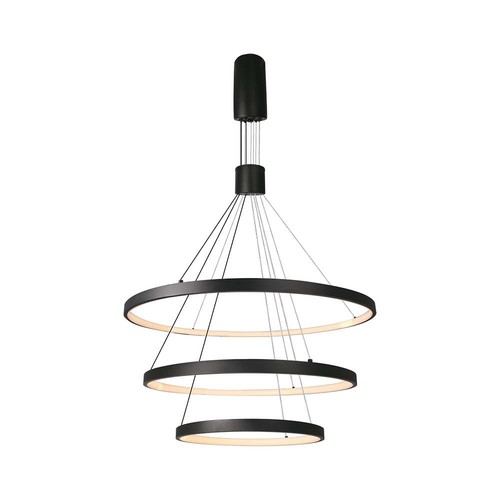 Suspension LED avec 3 anneaux, dimmable 46W - 4900lm, 3000K, noir, design moderne