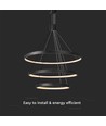 Suspension LED avec 3 anneaux, dimmable 46W - 4900lm, 3000K, noir, design moderne