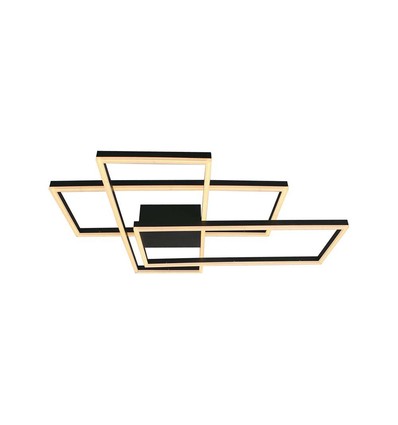 Plafonnier LED 47W - L90xW67cm, 3000K, dimmable, finition noire, éclairage intérieur décoratif