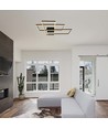 Plafonnier LED 47W - L90xW67cm, 3000K, dimmable, finition noire, éclairage intérieur décoratif