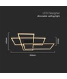 Plafonnier LED 47W - L90xW67cm, 3000K, dimmable, finition noire, éclairage intérieur décoratif