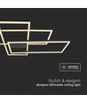 Plafonnier LED 47W - L90xW67cm, 3000K, dimmable, finition noire, éclairage intérieur décoratif
