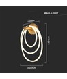 Applique murale LED design 37W - Or, Ø35cm, 3940lm, 3000K, IP20