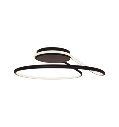 Suspension LED design 54W, dimmable - Noir, 4000K, 5330lm, forme ronde abstraite