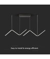 Suspension LED 12W 100cm - Design double zig-zag, 4000K, finition noire