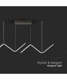 Suspension LED 12W 100cm - Design double zig-zag, 4000K, finition noire