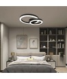 Plafonnier LED designer 20W - Deux anneaux superposés, Ø45cm, noir, 3000K, 105lm/W