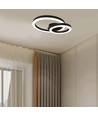 Plafonnier LED designer 20W - Deux anneaux superposés, Ø45cm, noir, 3000K, 105lm/W