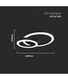Plafonnier LED designer 20W - Deux anneaux superposés, Ø45cm, noir, 3000K, 105lm/W