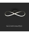 Lampe LED designer Infinity 24W - 3000K, noir, 360 degrés, applique/plafonnier