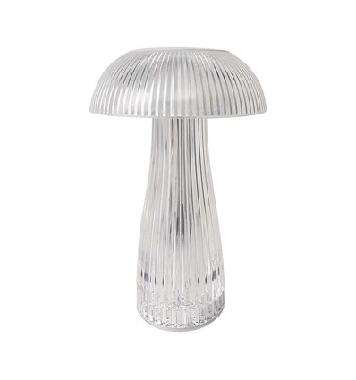 Lampe de table LED rechargeable 1W - Tactile dimmable, 3-en-1 CCT, transparent, Ø16 x 25 cm