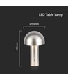 Lampe de table rechargeable V-Tac 3 en 1 - Champagne/Or, IP20, tactile dimmable