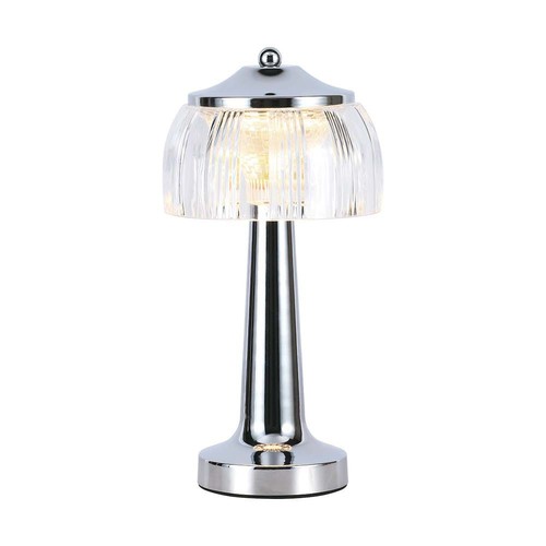 Lampe de table LED - batterie 1800mAh, 13,5x26,5 cm, 3 en 1, boîtier chromé