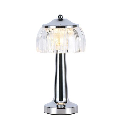 Lampe de table LED - batterie 1800mAh, 13,5x26,5 cm, 3 en 1, boîtier chromé