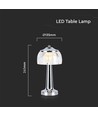 Lampe de table LED - batterie 1800mAh, 13,5x26,5 cm, 3 en 1, boîtier chromé