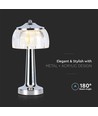 Lampe de table LED - batterie 1800mAh, 13,5x26,5 cm, 3 en 1, boîtier chromé