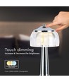 Lampe de table LED - batterie 1800mAh, 13,5x26,5 cm, 3 en 1, boîtier chromé
