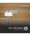 Lampe de table LED - batterie 1800mAh, 13,5x26,5 cm, 3 en 1, boîtier chromé