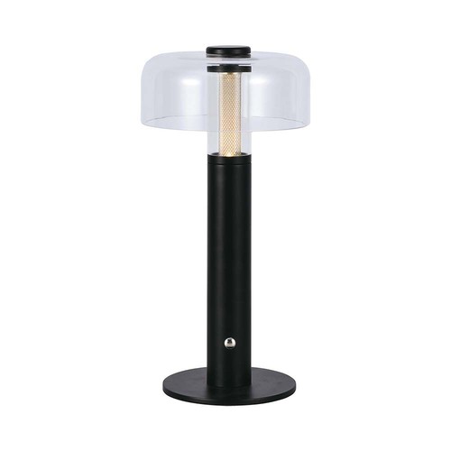 Lampe de table LED - Batterie 1800mAh, Ø150x300, 3000K, Boîtier noir