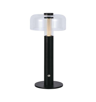 Lampe de table LED - Batterie 1800mAh, Ø150x300, 3000K, Boîtier noir
