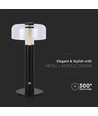 Lampe de table LED - Batterie 1800mAh, Ø150x300, 3000K, Boîtier noir