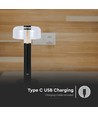 Lampe de table LED - Batterie 1800mAh, Ø150x300, 3000K, Boîtier noir