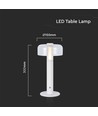 Lampe de table LED 1W avec batterie, blanc - Rechargeable, 3000K, tactile dimmable, DC 5V