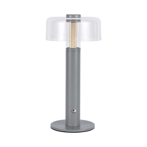 Lampe de table LED rechargeable 1W - Tactile dimmable, batterie 1800mAh, 3000K, gris, incl. câble USB-C