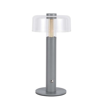 Lampe de table LED rechargeable 1W - Tactile dimmable, batterie 1800mAh, 3000K, gris, incl. câble USB-C
