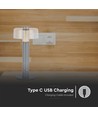 Lampe de table LED rechargeable 1W - Tactile dimmable, batterie 1800mAh, 3000K, gris, incl. câble USB-C