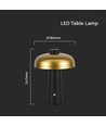 Lampe de table LED rechargeable 3W - Tactile dimmable, 3-en-1 CCT, or/noir, incl. câble USB