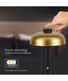 Lampe de table LED rechargeable 3W - Tactile dimmable, 3-en-1 CCT, or/noir, incl. câble USB