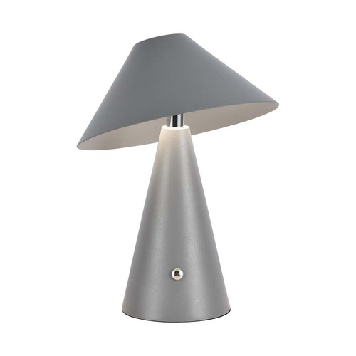 Lampe de table LED rechargeable 3W, CCT - Gris, tactile dimmable, USB-C, métal, 200lm